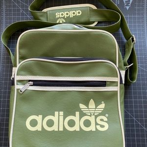 Adidas olive faux leather 70s look messenger bag